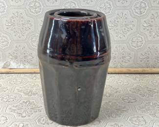 Peoria Pottery Faceted Stoneware Jar Crock