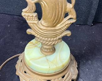 Art Nouveau Lamp Bronzed Cast Iron Uranium Glass Base