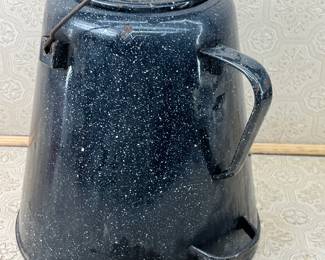 Graniteware Coffee Pot Black with White Speckles