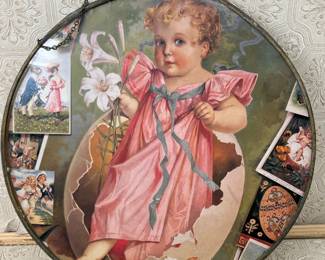 Flue Cover with Bubble Glass and a Victorian Print