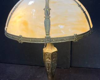Antique Butterscotch Curved Slag Glass Lamp