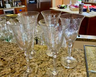 vintage etched stemware