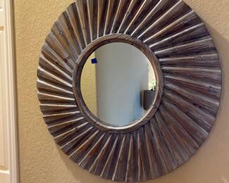 wood base sunburst mirror 