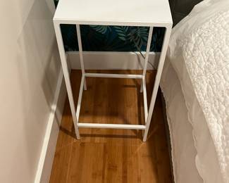 $110  Slim square table from Room and Board. 12"sq. by 24"h.  Currently online for $289 plus tax and shipping.