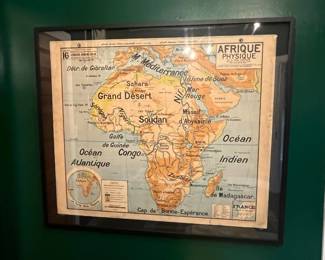 $650. Room & Board Vintage Large French School Map of Africa.  CA 1940's.  52.5"w x 44.5"h x 2"d.  Currently online for $1449 plus tax and shipping.