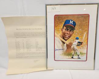 Framed Hank Aaron Lithograph Art Print