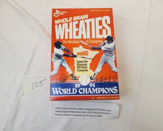 Kirby Puckett & Kent Hrbek Autographed Wheaties Box