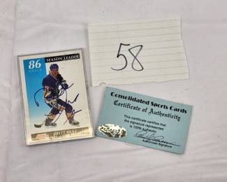 Brett Hull Signed Score Blues Hockey Card