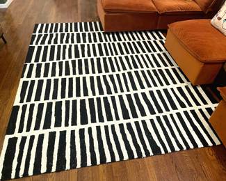 Black and white floor rug