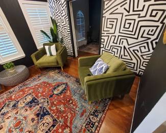 Green Accent chairs and pillows