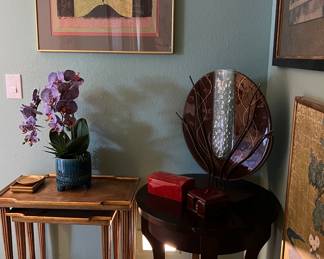 Nesting Tables, Round Occasional Table, Art , Floral