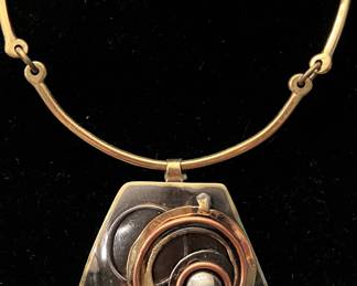 Vtg 1970's Brutalist Mixed Metal Necklace