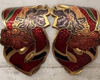 Vtg Cloisonne Clip On