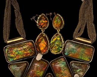 Vtg Amrita Singh Alexanderite Necklace and Earrings