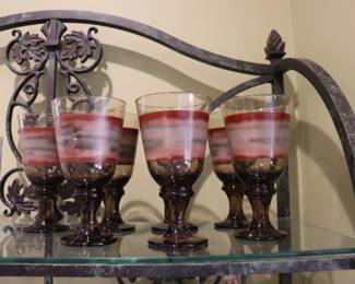 Vintage Libbey Sango Nova Brown Smokey Brown Footed Tumblers Goblets