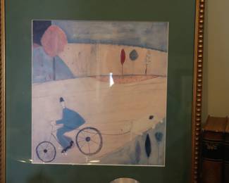 Annora Spence Walking The Dog Print 1993 framed Print