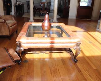 Leather & Glass Coffee Table