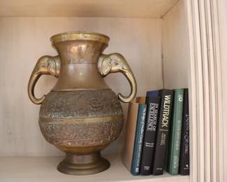 Vintage Brass Vase with Elephant Head Handles