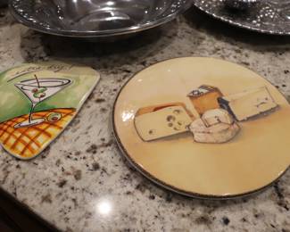 Vintage Cheese Platter Made in Italy by William Sonoma & Mud Pie Olive dish