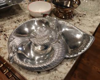 Arthur Court Pewter Shell Divided Server