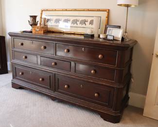 Marge Carson 7 Drawer Marble Top Dresser Measures 85x25x42