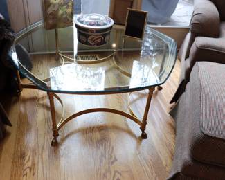 Vintage La Barge Hollywood Regency Brass Coffee Table with a Glass Top