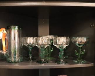 Hand Blown Cactus Margarita Glass Set
