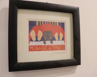 Stephen Huneck Signed Lithograph Menage a Trois Stephen Huneck Artist