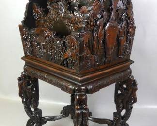 Unusual Chinese carved magazine stand