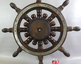 Antique ship wheel