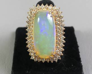 14 ct opal and diamond cocktail ring