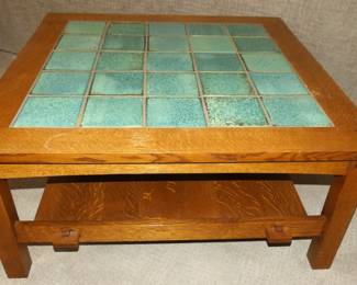 Stickley large coffee table with tiles
