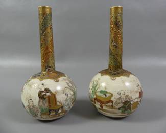 Pair Japanese Satsuma vases 