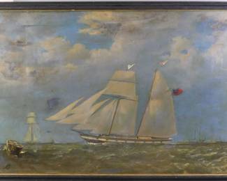 Dunnage oil painting of yacht