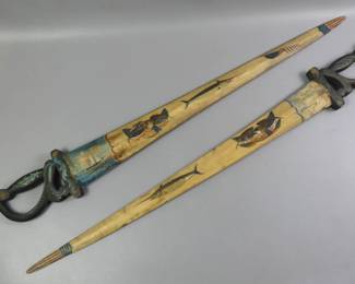 Pair antique sword fish bill swords