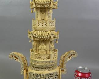 Chinese carved bone pagoda