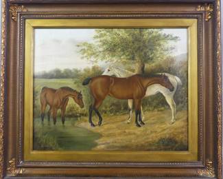 Antique painting of horses