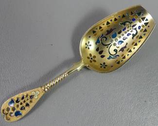 Russian vermeil & enamel sugar shovel