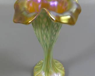 Quezal art glass vase