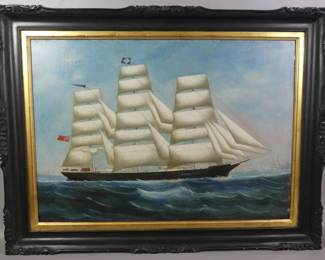 Antique China Trade British ship painting