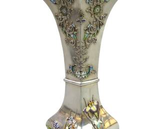 Rare Japanese silver enameled vase