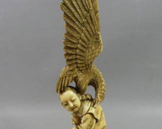Unusual Japanese carved bone figurine