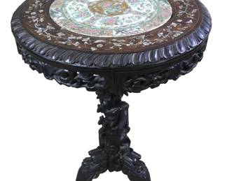 Rare Chinese Famille Rose & hardwood table