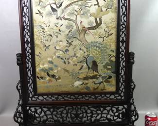 Antique Chinese Hundred Birds silk embroidery