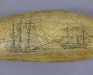 Fine scrimshaw whale teeth