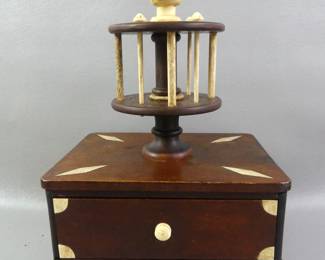 Fine whale bone inlaid sewing box 