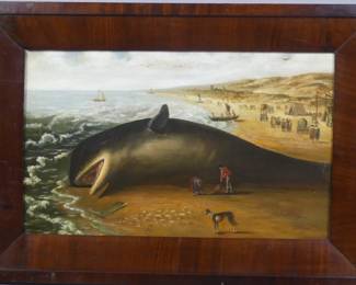 Antique beached whale painting 