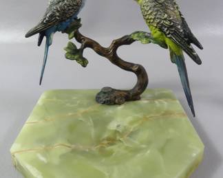 Austrian bronze tray with parrots
