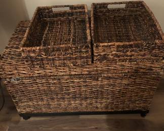 RATTAN TRUNK AND BASKETS