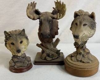 Moose and Wolf Figurines 